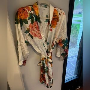 Floral Silk Kimono Robe L/XL